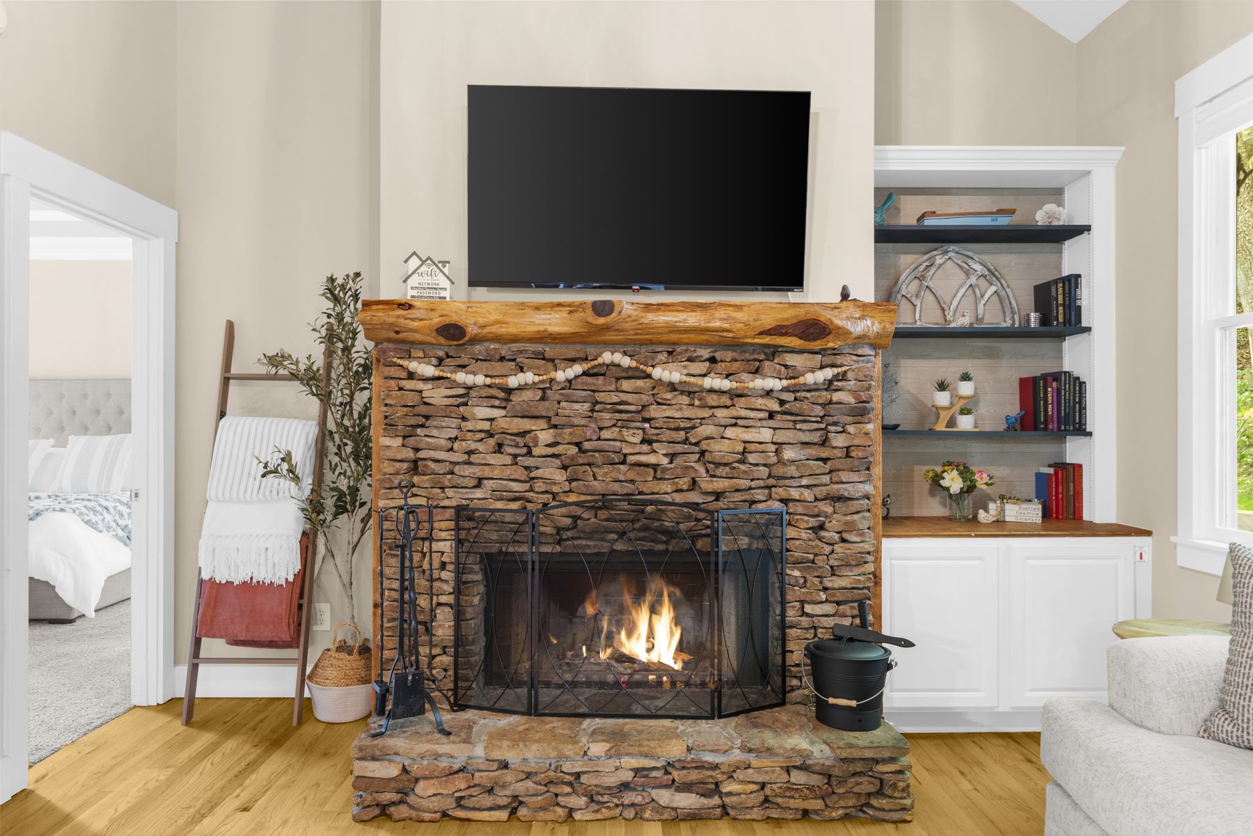 Gather by the fire at Nestled Sparrow